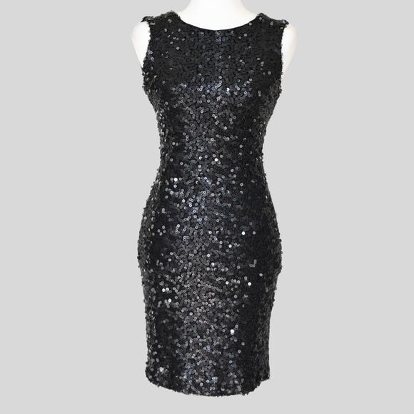 BISOU BISOU Women's Black Sequined Dress Size 4 BISOU BISOU Women's Black Sequined Dress Size 4